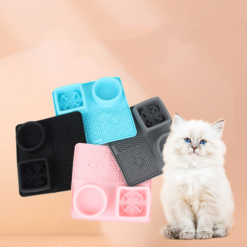 Tapis de léchage de bol d'alimentation lente multifonctionnel en silicone pour animaux de compagnie