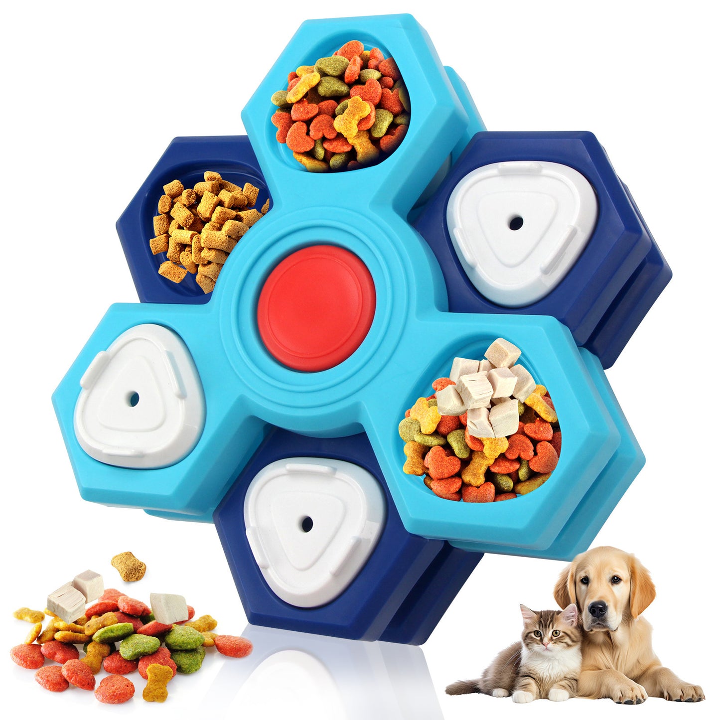 Rompecabezas de alimentación lenta de 4 capas, cuencos para perros, cuenco para comer lento para perros, juego de rompecabezas interactivo antideslizante para perros, cuenco lento, productos para mascotas