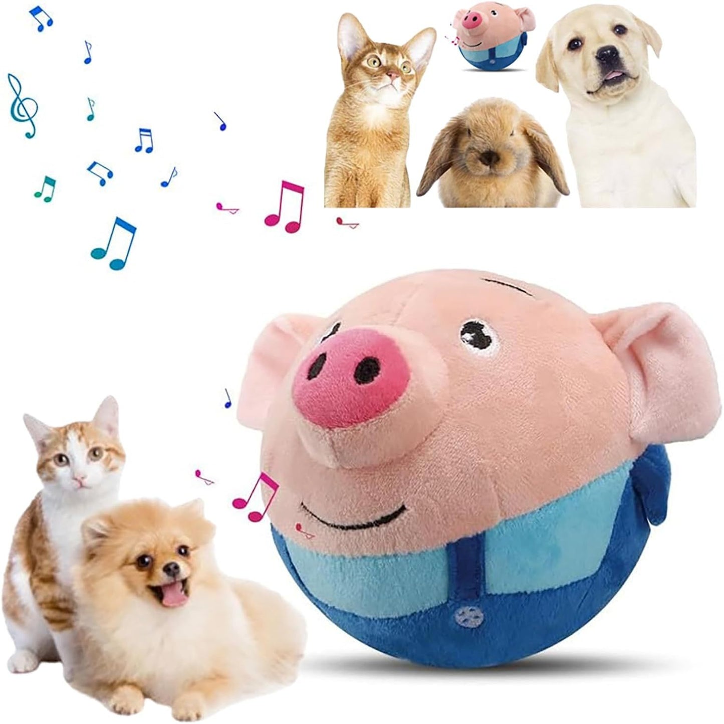 Active Moving Pet Plush Toy 2024 New Squeaky Moving Dog Ball Toy Interactive Dog Puppy Toys Washable Cartoon Pig Plush Sound Electronic Dog Toy Shake Bounce Boredom Talking Toys For Pets