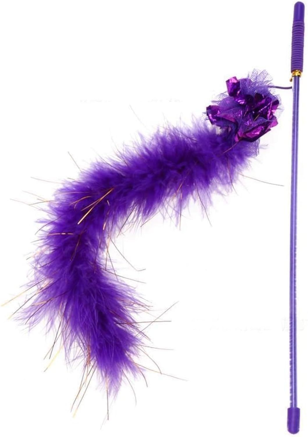 Purple Cat Teasing Stick Toy Interactive Stick Sparkly Feather Boa With Crinkle Ball Tease Cat Rod Funny Cute Pet Supplies For Cat Training Indoor Cats Cat Toys Interactive For Indoor Cats