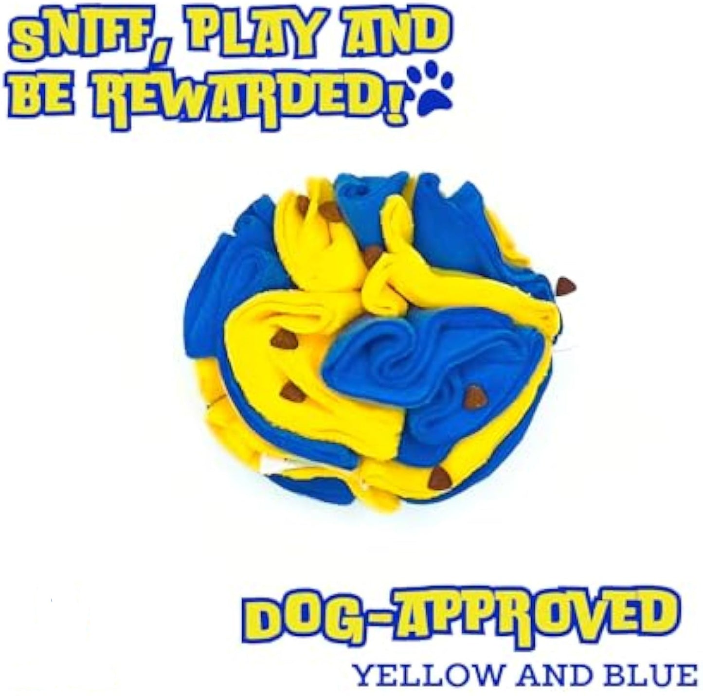 Interactive Toy Foraging Dog Puzzle Ball - Dog Enrichment Toys Vibrant Yellow And Blue Optimal Visual Stimulation Toys For Blind Dogs Snuffle Ball For Dogs