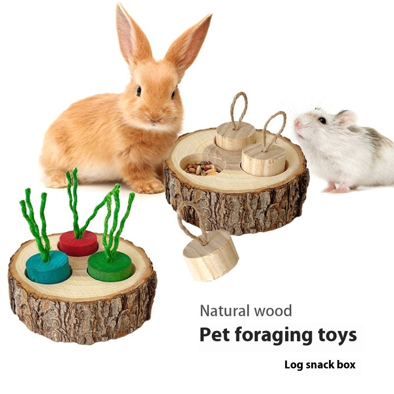 Wooden Pet Foraging Snack Box Rabbit Guinea Pig Molar Educational Toys Landscaping Supplies