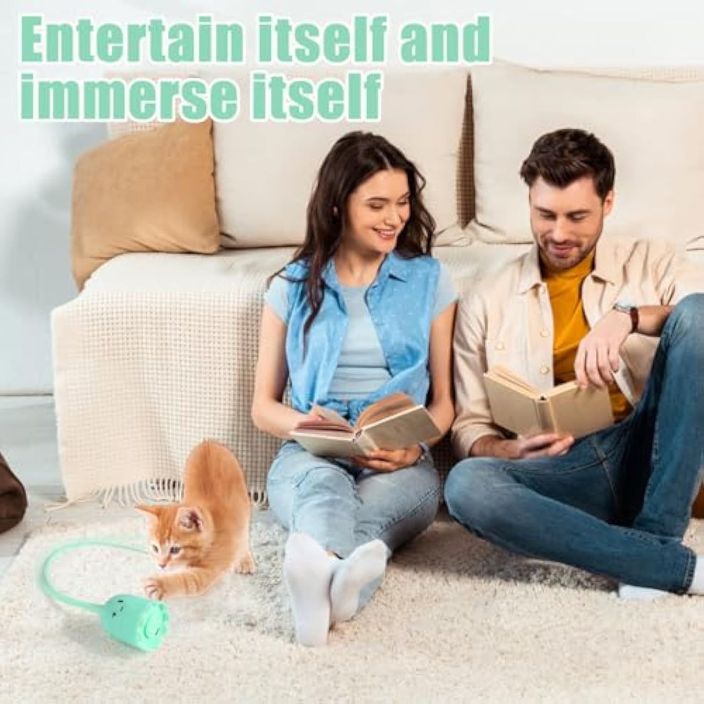 Juguetes interactivos para gatos de interior Juguete con cola oscilante para gatos de interior aburridos Juguete electrónico con varita para gatos con colas de silicona Juguete automático recargable para gatos