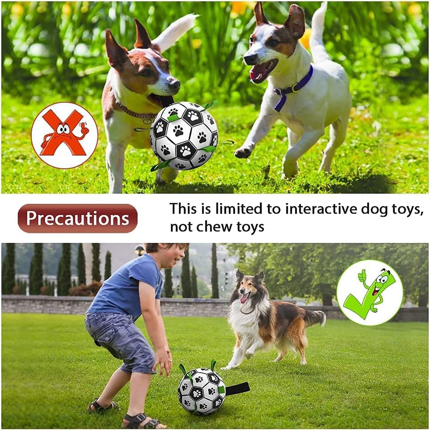 Juguete interactivo de fútbol para perros, balón de fútbol, ​​juguete de entrenamiento inflado para perros, pelotas de Collie con borde al aire libre para suministros para mascotas perros grandes