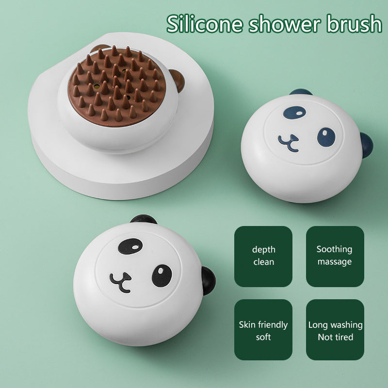 Brosse de bain en silicone pour animaux de compagnie, brosse à poils doux pour chats et chiens, brosse de massage douce en forme de panda, accessoires de bain pour animaux de compagnie