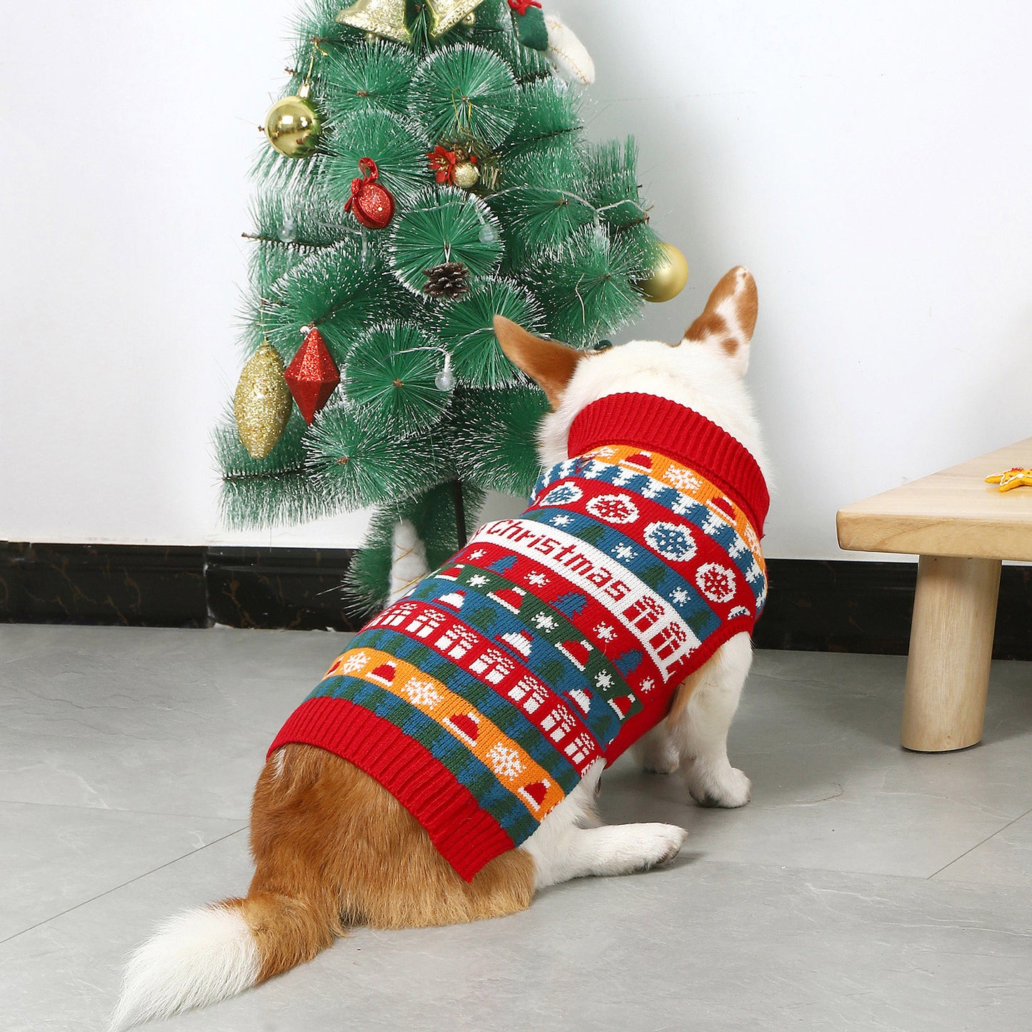 Autumn Pet Christmas Acrylic Sweater Red