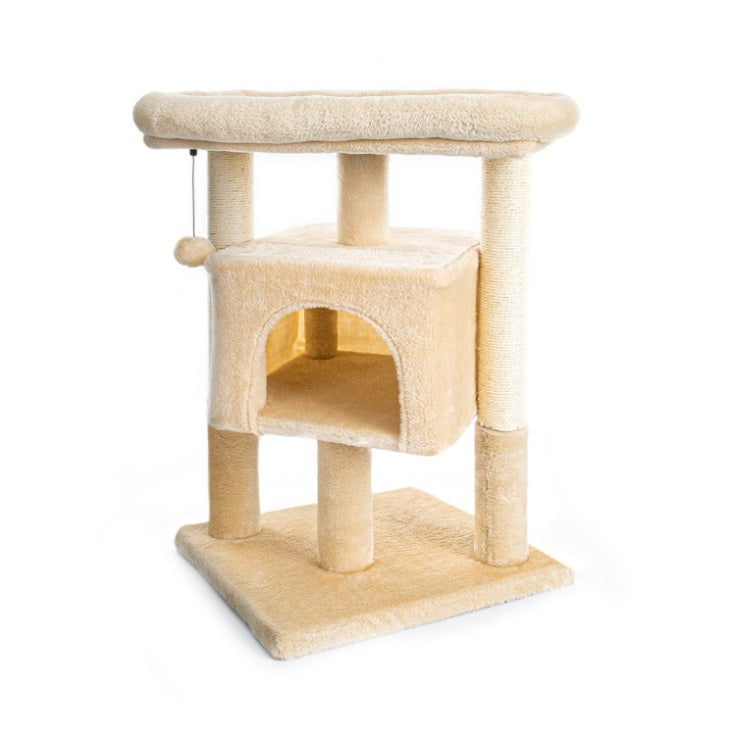 Torre para gatos Pefilos de 29 pulgadas para gatos de interior, condominio para gatos con postes rascadores de sisal, percha de felpa, muebles tipo cama para gatos, color beige