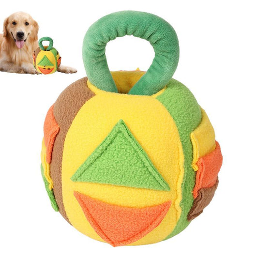 Pelota de peluche chirriante para perros, juguete para olfatear, ruidoso, juguete interactivo para limpiar los dientes, dispensador de golosinas con sonido de goma suave para perros