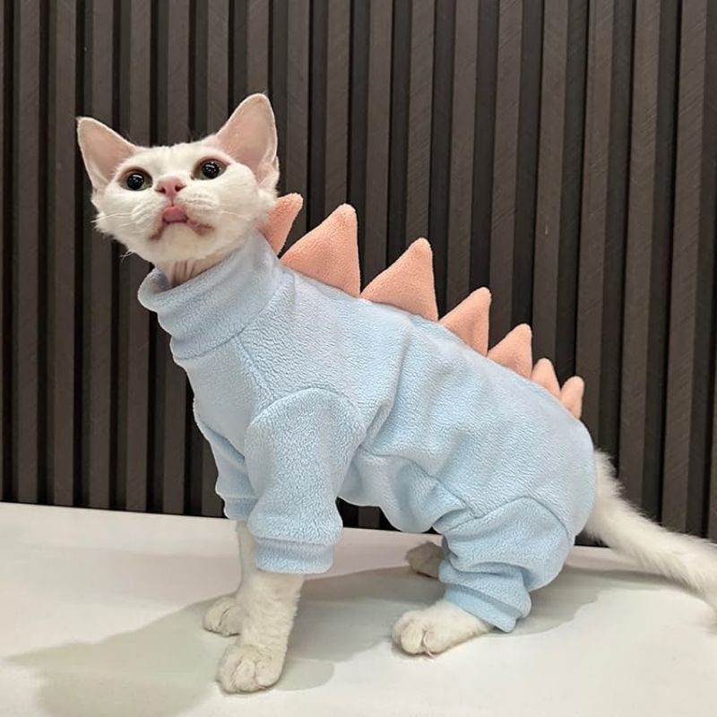 Sphynx Cat Clothes Dinosaur Costume Hairless Cats Warm Clothes Rex And Devon Rex