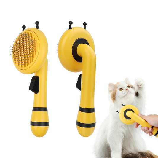 Bee-Shaped Self-Cleaning Cat Brush For Shedding One-Click Hair Removal Soft Massage Grooming Brush, Washable Deshedding Tool For Cats And Dogs, Suitable For All Coat Types