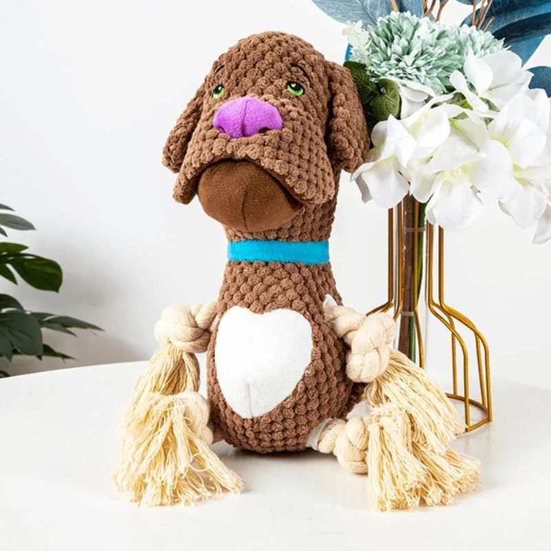 Dog Plush Vocalization Toys Bite Resistant Cotton Rope Dog Teeth Grinding Interactive Training Puppy Plaything Pets Supplies