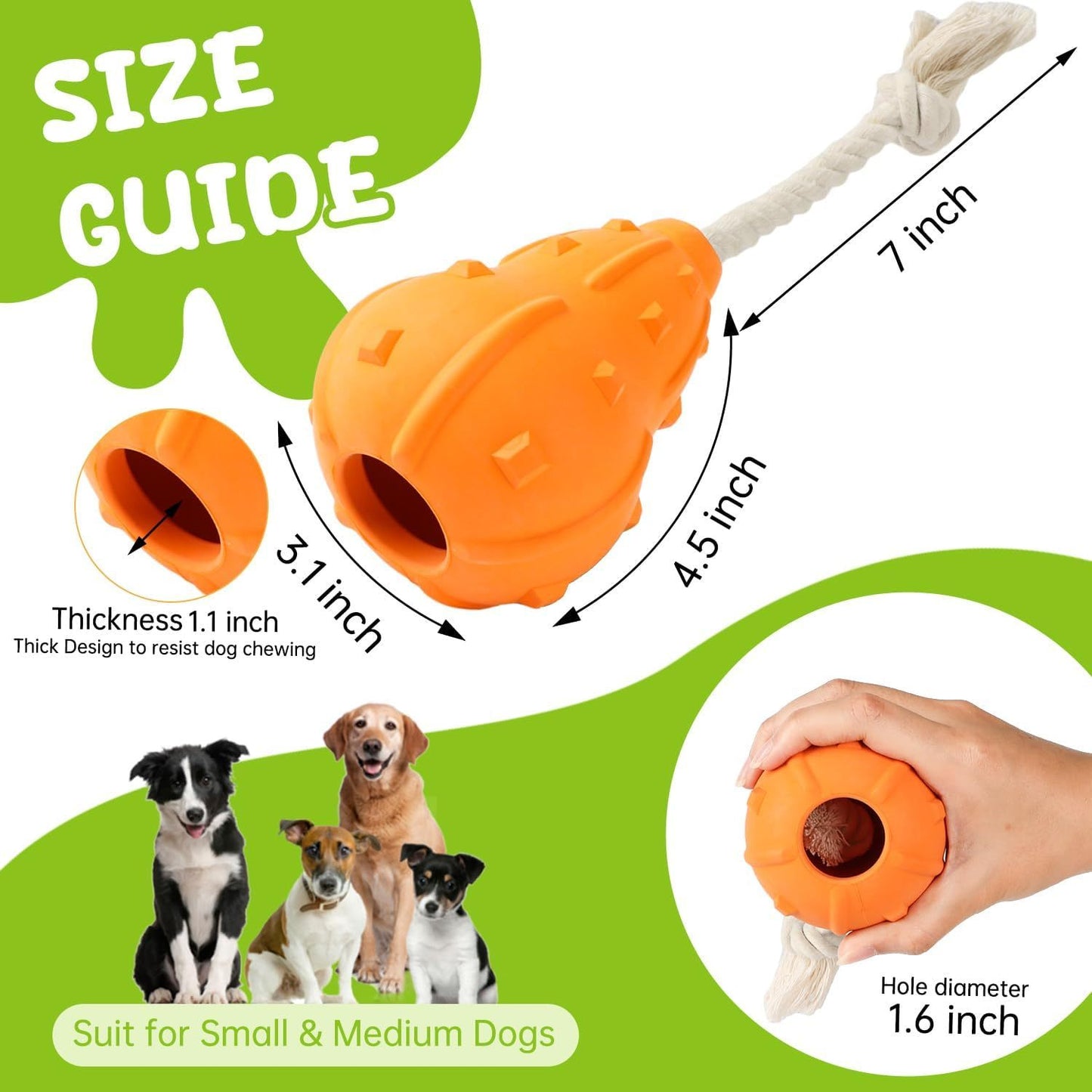 Juguete para perros rellenable, juguete para buscar y masticar, juguetes interactivos para perros que dispensan golosinas, juguetes para perros para mantenerlos ocupados, juguete duradero de caucho natural para perros de razas pequeñas y medianas