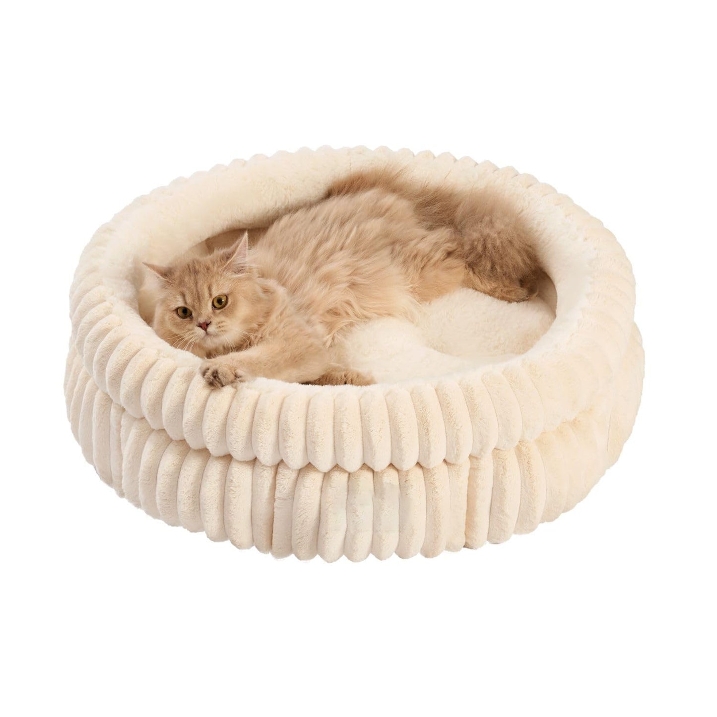 Cat Bed Kitten Bed Washable Round Cat Beds For Indoor Cats Super Soft Plush Faux Fur Pet Bed For Puppy And Kitten With Anti-Slip Bottom