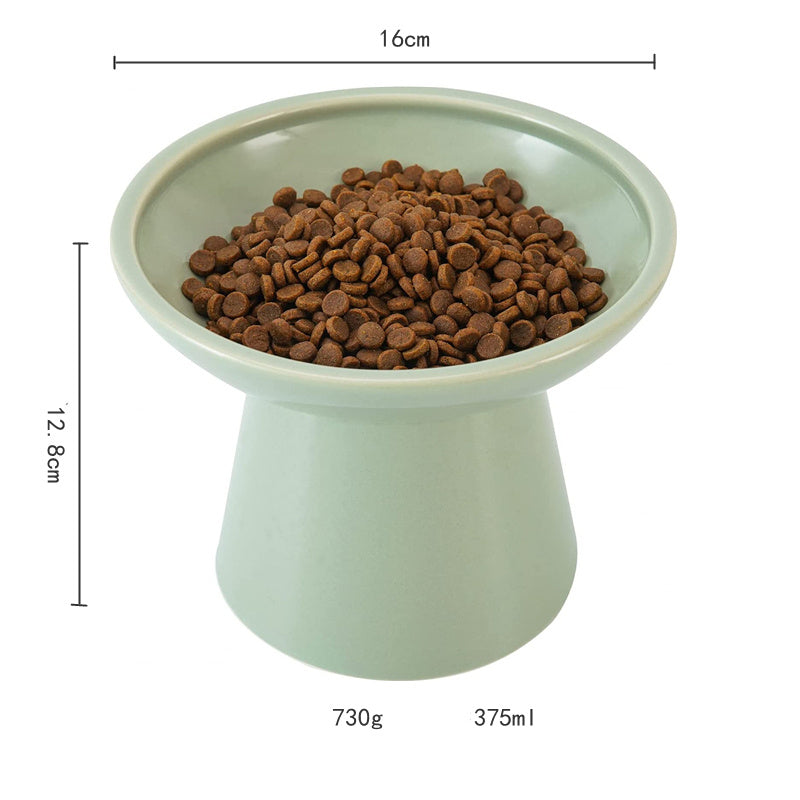 Cuenco de comida para gatos elevado extra ancho Cuencos de cerámica para comida y agua para gatos Plato de comida para gatos ancho y poco profundo Antifatiga para bigotes Sin plomo y cadmio Gran altura para gatos