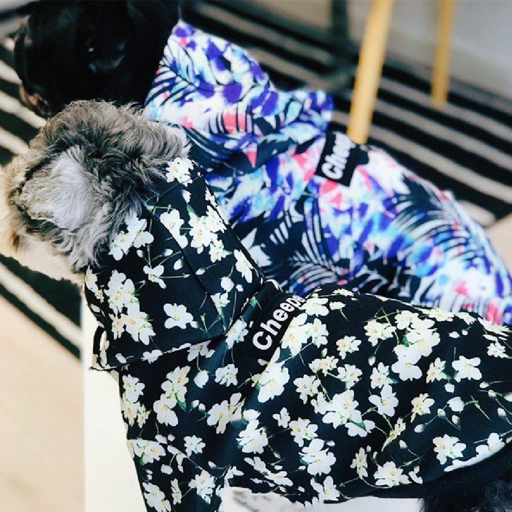 Abrigo con estampado cálido con capucha para perro mascota de algodón espacial