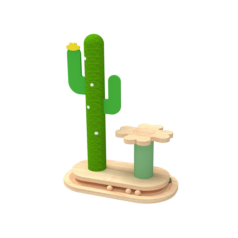 Juguete para gatos con forma de cactus y ruedas de madera maciza