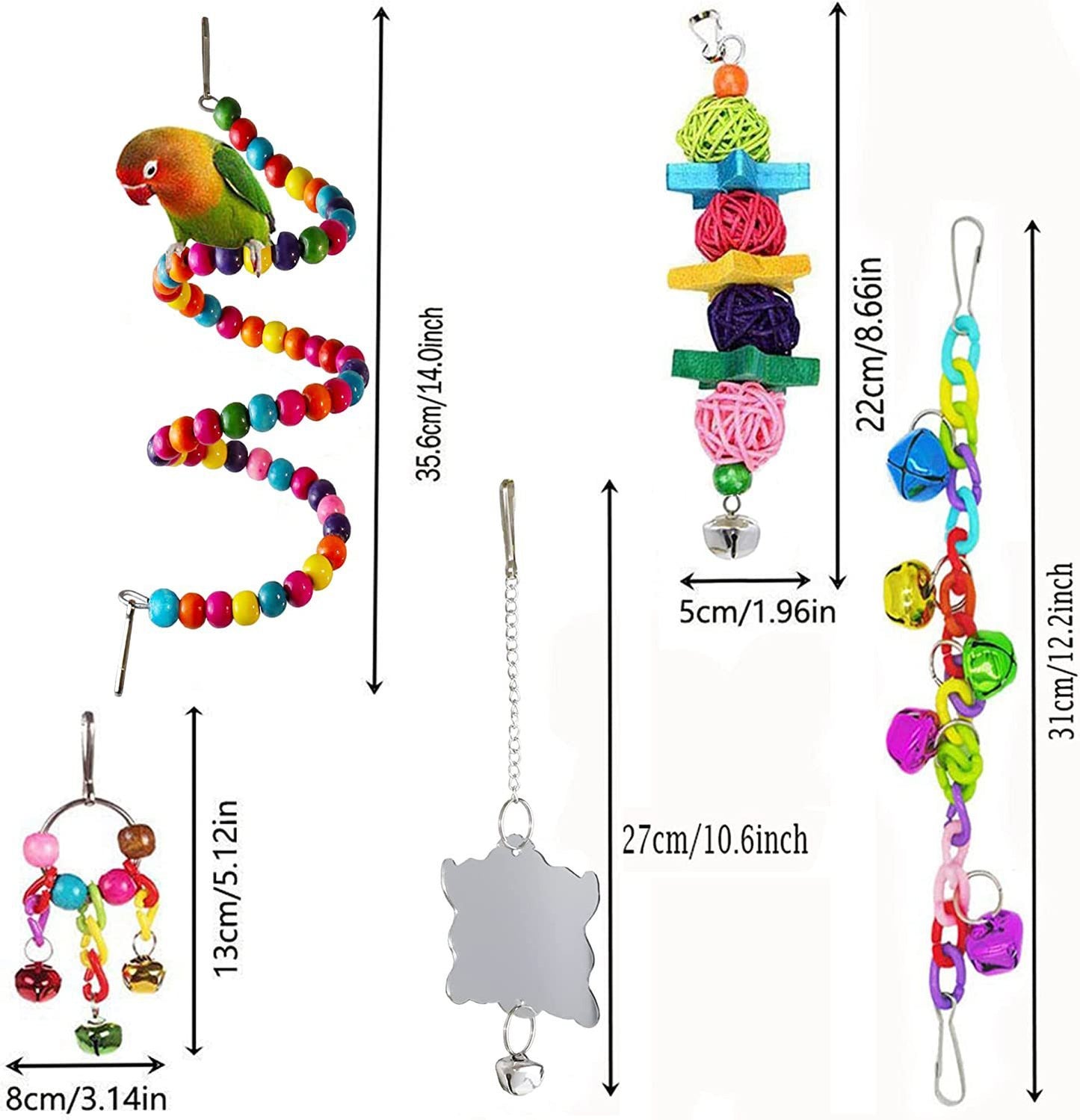 Jouets pour perroquets, accessoires pour Cage à oiseaux, 7 pièces