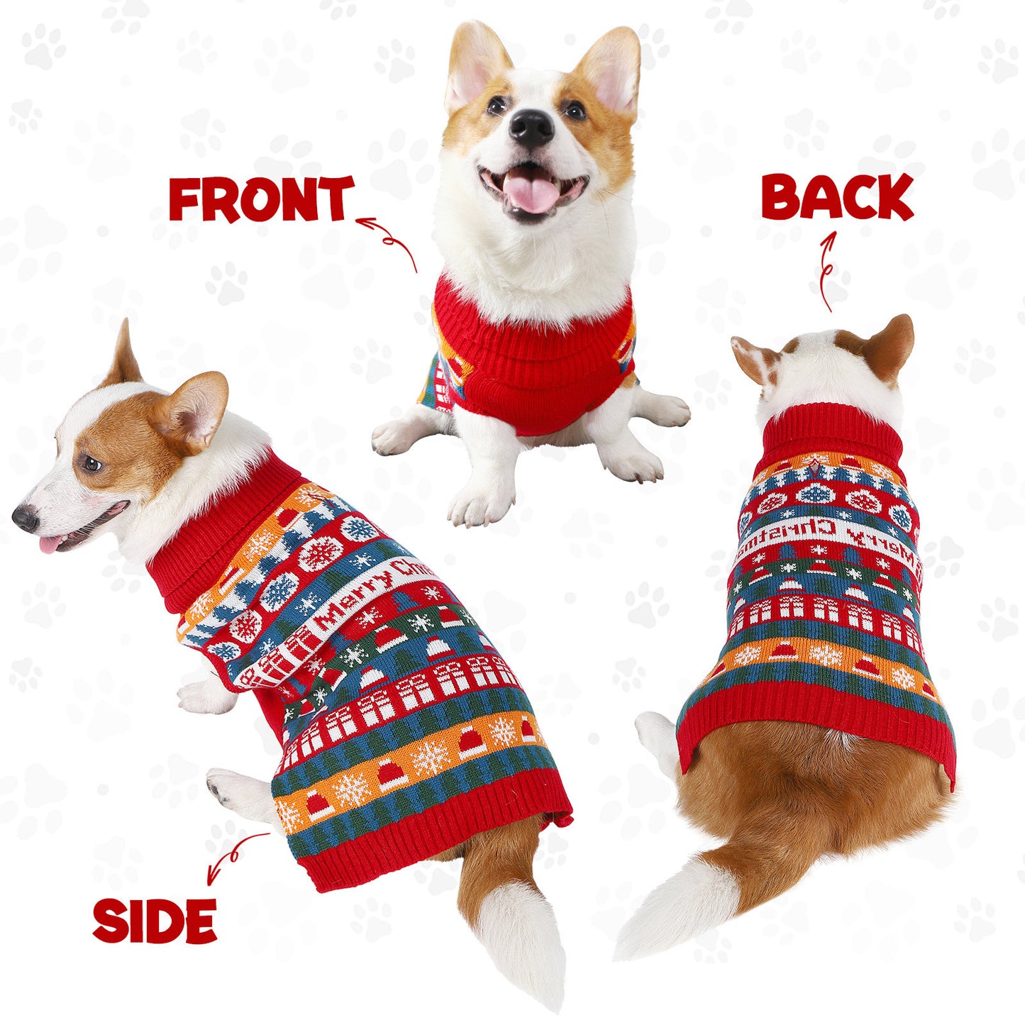 Autumn Pet Christmas Acrylic Sweater Red