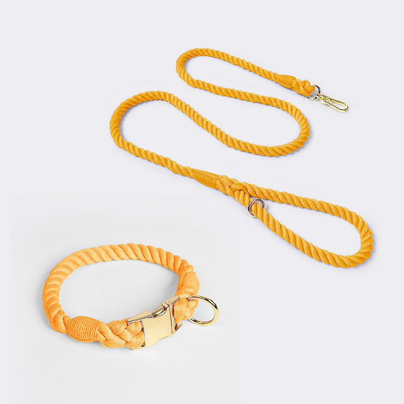 Weaving Gradient Colored Cotton Rope Pet Collar