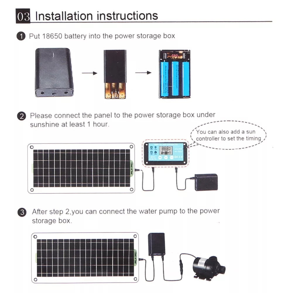 Fuente para acuario, estanque, piscina y jardín alimentada por paneles solares