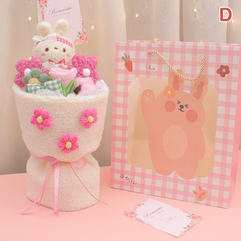 Birthday Gift Cartoon Doll Bouquet Plush Toy Cute Rabbit Flower Graduation Gift Greeting Card Valentine's Day Present