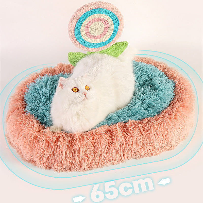 Thick And Warm Plush Nest For Cats Elliptical Lollipop For Deep Sleep Can Be Disassembled And Washed Winter Supplies