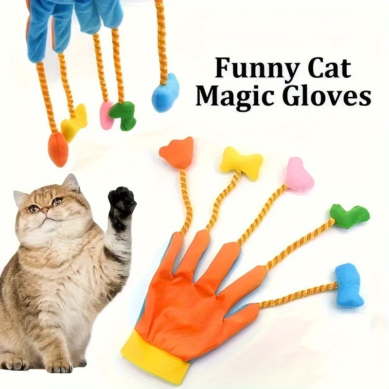 Jouet en peluche pour animaux de compagnie Gant magique avec cloche intégrée Fournitures interactives pour chats Remorque