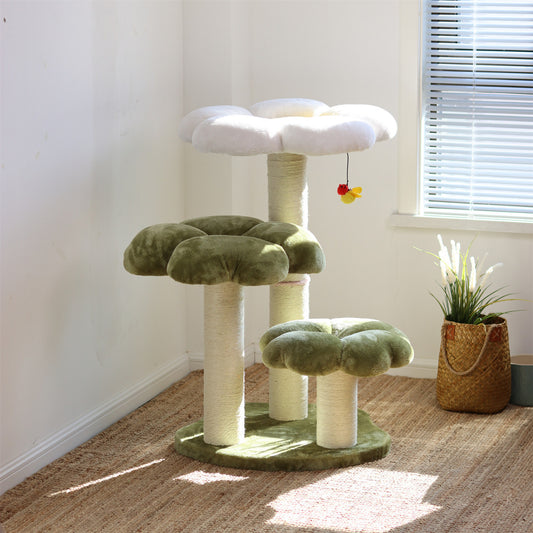 Nido para gatos con estructura de escalada integrada en forma de árbol y cama grande