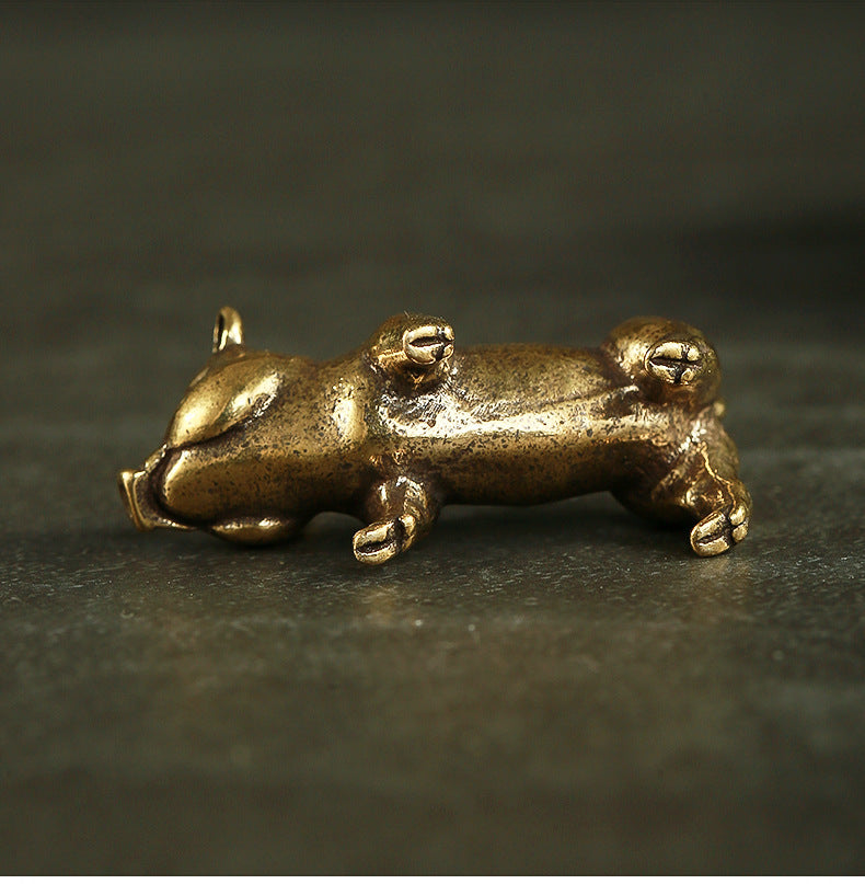 Brass Creative Small Copper Ware Piglet Symbolic Animals Desktop Decoration Metal Model Pendant