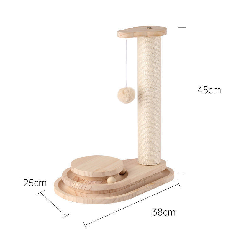 Juguete de sisal, columna de agarre autorreparable, plato giratorio de tres capas de madera maciza