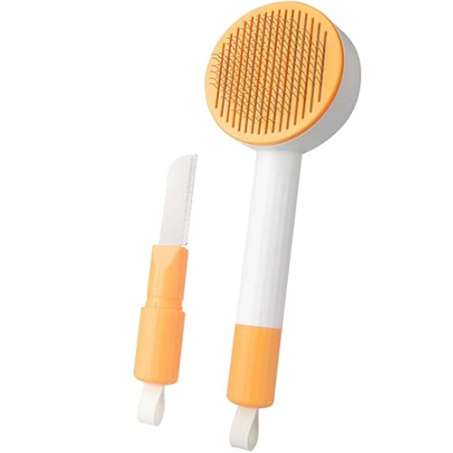 Brosse de toilettage 2 en 1, brosse dépilatoire et brosse de démêlage pour chats d'intérieur à poils longs et chats et chiens qui perdent leurs poils, rapide à nettoyer et lavable, rangement facile, suspension