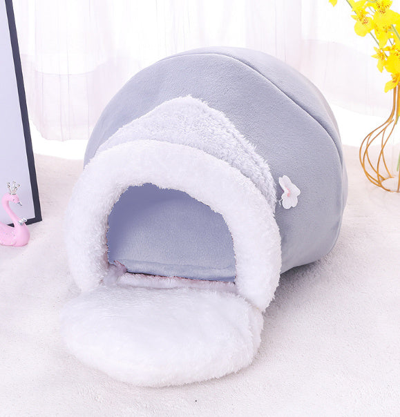 3-in-1 Cat And Dog Pet House Basin-shaped Cave Soft Bed