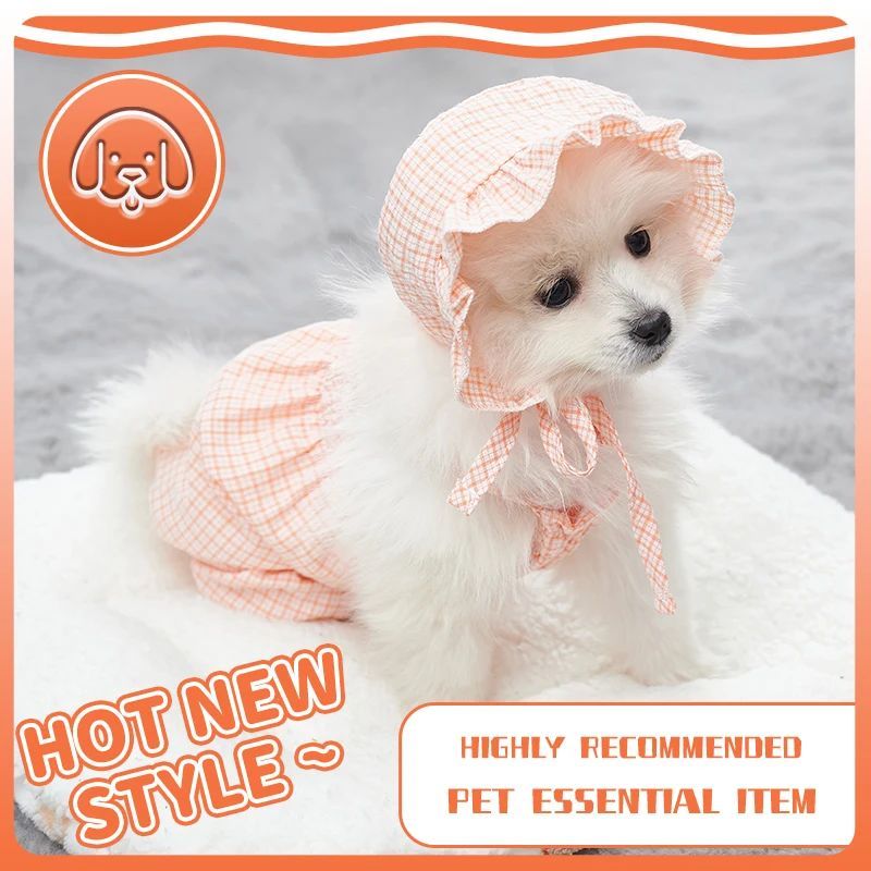 Dog Clothes Set Orange Pet Jumpsuit With Hat Fashionable Outfit For Puppy Summer Outdoor Clothing Pet Cat Yorkies Chihuahua