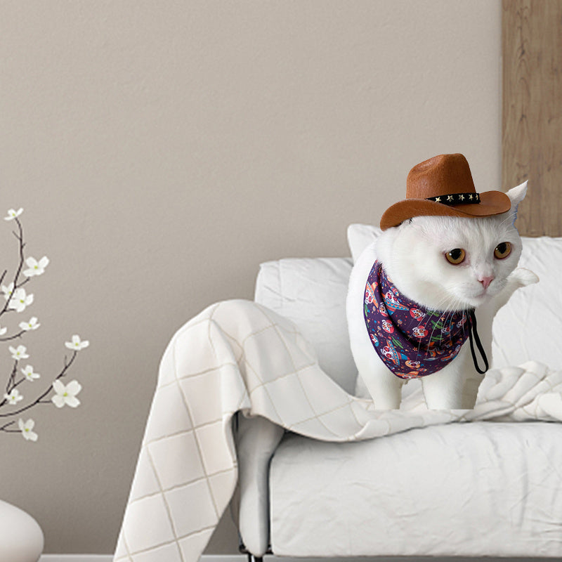 Elegante sombrero de vaquero para gatos, sombreros de estrella para gatos, perros, gorras suaves ajustables, fiestas callejeras, sesiones de fotos, accesorios universales, ropa