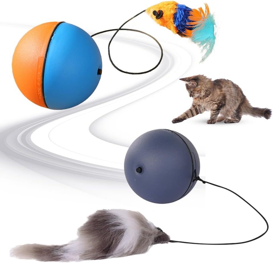 Jouet interactif pour chat, balle à mouvement automatique pour chien et chat, jouet électrique à activation par le mouvement, jouets d'enrichissement pour chats d'intérieur qui s'ennuient, jouets intelligents à roulement automatique pour chat