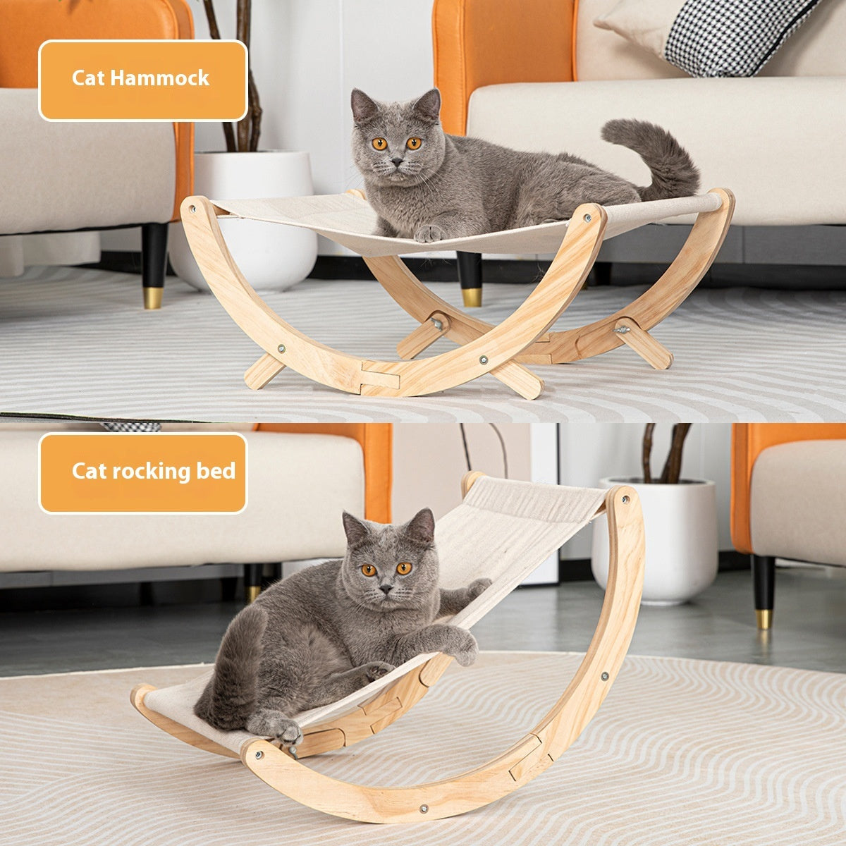 Solid Wood Cat Shaker Pet Bed Foldable Cat Nest Hammock