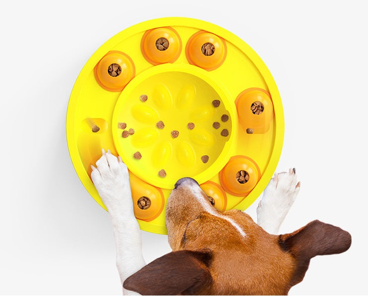 Train Pet Supply Turntable To Automatically Leak Food By Feeding Plastic Puzzle Dog Slow Food Bowl