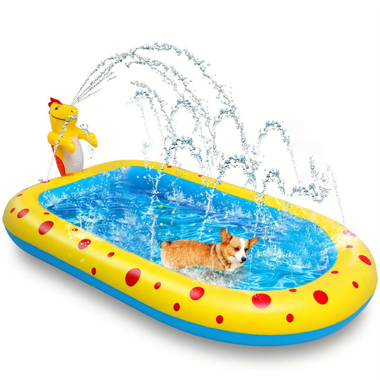 Piscina con rociador de agua de dinosaurio para niños, tapete de juego para mascotas, juguete de juego de agua, piscina de tiburones