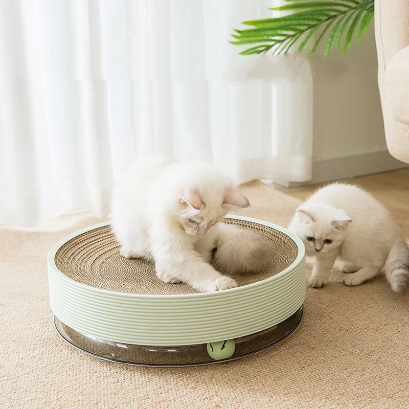 Jouet pour chat sans miettes en forme de bol ondulé 3 en 1 multifonctionnel griffoir pour chat