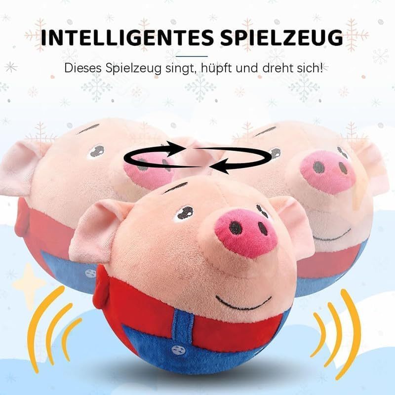 Active Moving Pet Plush Toy 2024 New Squeaky Moving Dog Ball Toy Interactive Dog Puppy Toys Washable Cartoon Pig Plush Sound Electronic Dog Toy Shake Bounce Boredom Talking Toys For Pets