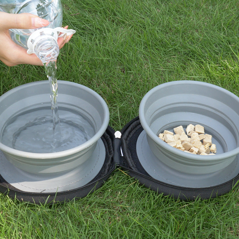 Bol pour animaux de compagnie, alimentation en eau potable en plein air, ensemble de vaisselle pliante