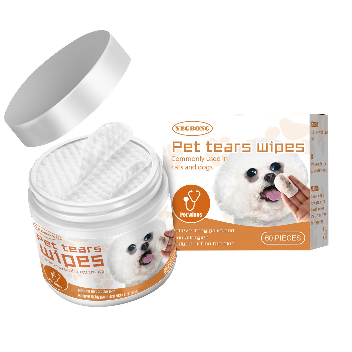 Lingettes pour animaux de compagnie Yegbong Nettoyez les taches de larmes des chiens et des chats Nettoyez les yeux Essuyez la saleté des yeux Tampon en coton