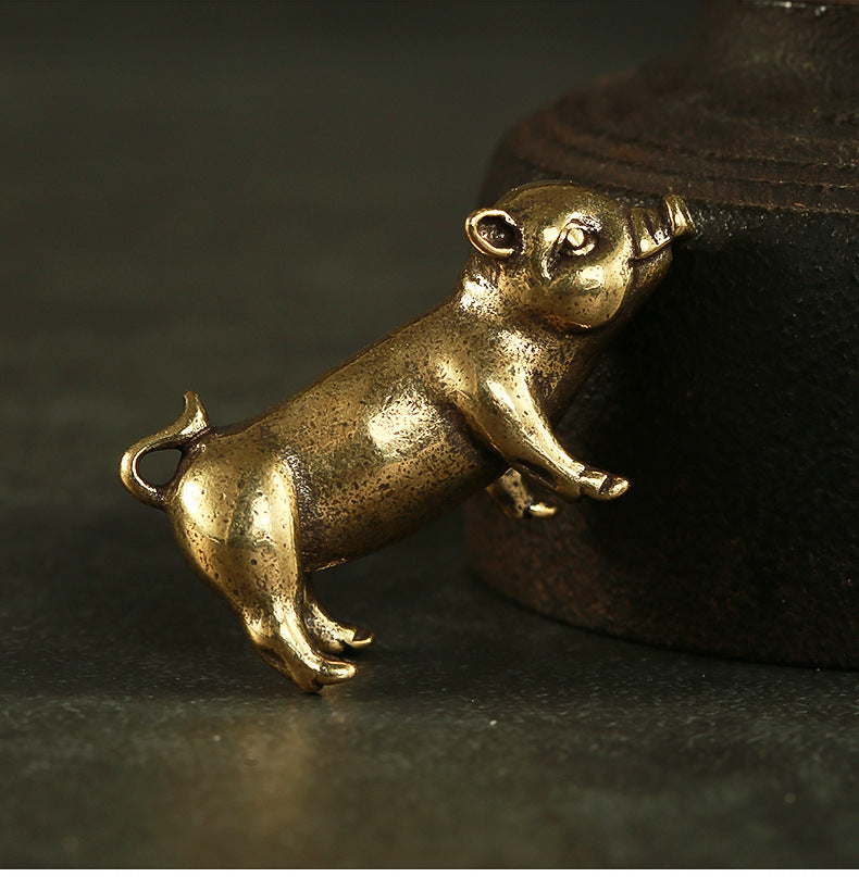 Brass Creative Small Copper Ware Piglet Symbolic Animals Desktop Decoration Metal Model Pendant