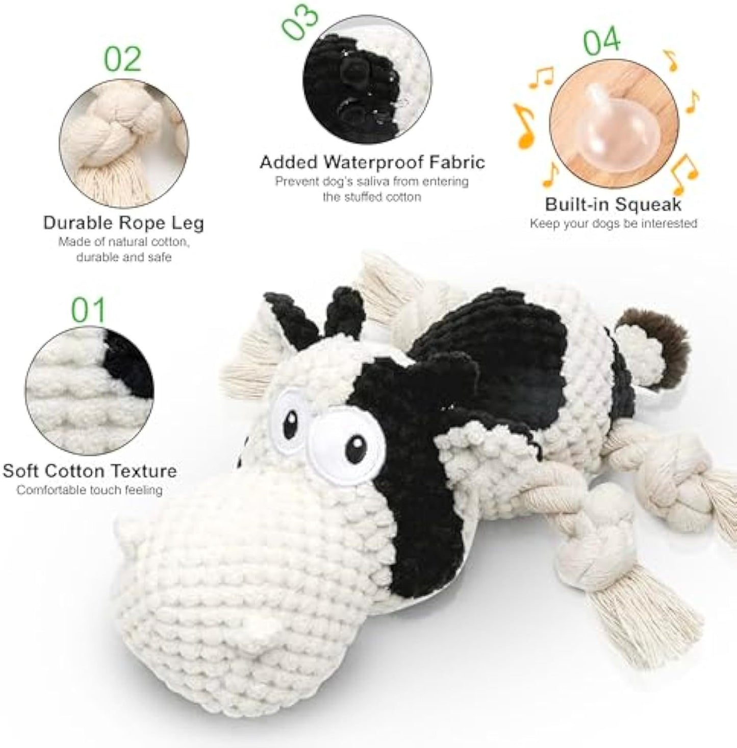 Squeaky Dog Toys Dog Plush Toy Dog Stuffed Animals Chew Toy Cute Dog Toys Stuffed Animals Toys For Dogs Durable Cow Dog Toy Best Toy For For Puppy Small Medium And Large Dogs