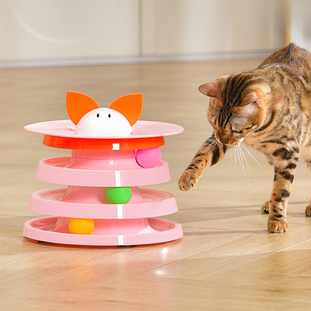 Rotating Four-layer Cat Plate, Interactive Educational Toy  Multicolor To Relieve Boredom