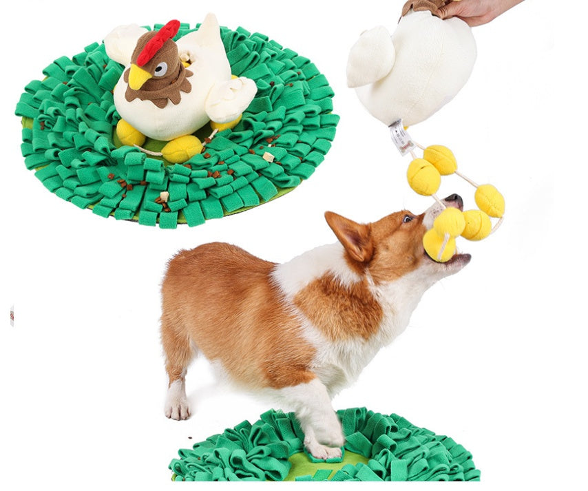 Pet Hen Incubating Egg Puzzle Sniffing Mat Toy Set