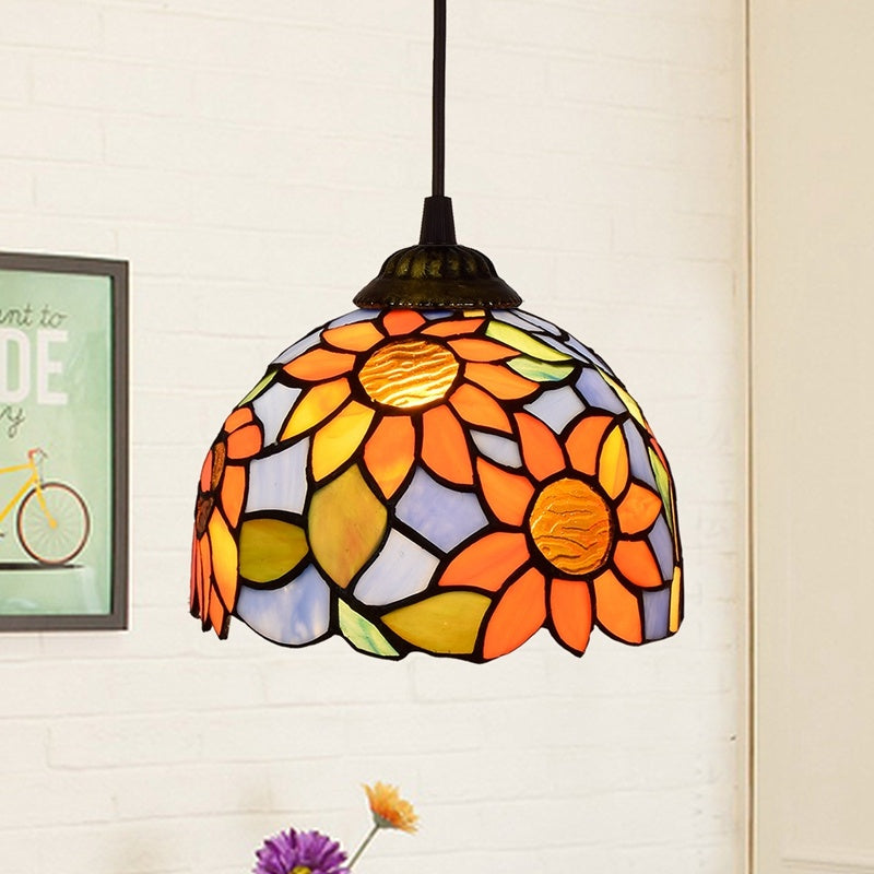 American Style Stained Glass Garden Dining Room Chandelier