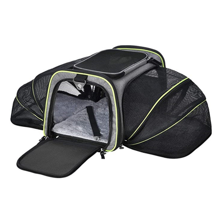 Transportín para gatos, mascotas, aprobado por aerolínea, extensible, plegable, suave, para perros, puertas abiertas, cintas reflectantes, bolsa de viaje para gatos