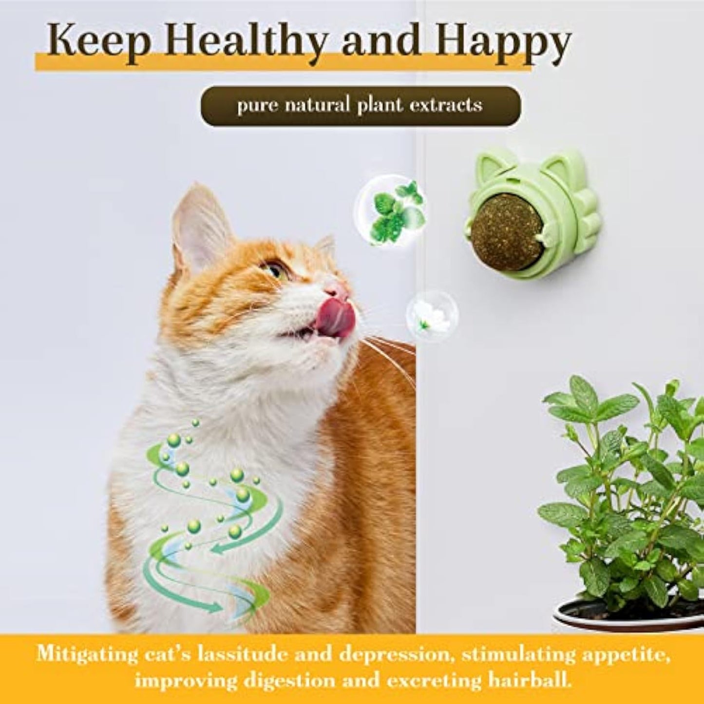 Boules d'herbe à chat qui collent au mur Boules d'herbe à chat pour chat Jouets d'herbe à chat pour chats Nettoyage des dents de chat en bonne santé Jouets à mâcher dentaires Friandises murales pour chats