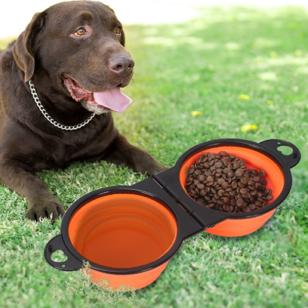 Comedero plegable para mascotas al aire libre, portátil, de silicona, un cuenco para perros